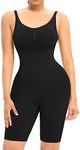 YARRCO Seamless Bodysuit Shapewear for Women Tummy Control Shaping Bodysuits Slimming Full Fajas Body Shaper Thigh Slimmer Shorts, Black-wrap Bust, s