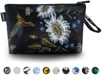 Gloppie Make Up Bag Travel Makeup Pouch Zipper Cosmetic Bag Small Makeup Bag for Purse Compact Makeup Organizer Travel Kit for Women Girls Portable & Waterproof Hummingbird Daisy