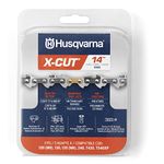 Husqvarna X-Cut S93G 14 Inch Chainsaw Chain, 3/8" Pitch, .050" Gauge, 52 Drive Link Chainsaw Blade Replacement, Pre-Stretched and Low Kickback, Gray