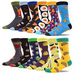 MAKABO Men's Fun Dress Socks Colorful Funny Novelty Casual Crew Socks Packs (6-12, MAKCA08285-M)