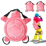 Junkin 3 Pcs Turtle Butt Pads for Snowboarding Ski Protective Gear Set Cute Turtle 3D Hip Protectors for Skating Tortoise Cushion Padded Turtle Knee Pad for Kid Adult Skiing Roller Protection (Pink)