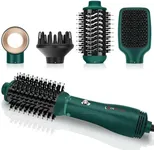 IG INGLAM Hair Dryer Brush, 4-in-1 Detachable Blow Dryer Brush, Ionic Diffuser Hair Dryer & Styler Volumizer with Oval Titanium Barrel, One-Step Hot Air Blowout Brush, Updated Push Switch, Dark Green