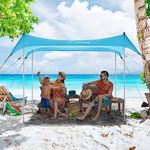 WolfWise UPF50+ Beach Tent Sun Shelter,2.3 x 2.3 m Familly Beach Shade Fits 2-6 Person, Easy Setup Windproof Waterproof Beach Canopy, Blue,Large