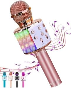Hoiicco Wireless Bluetooth Karaoke Microphone for Kids, Portable Handheld Karaoke Mic Speaker with LED Light, Birthday Christmas for Girls Boys Teens