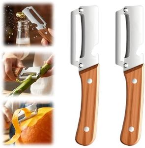 2 Pack 2 in 1 Multi-Functional Vegetable Peeler for Kitchen, 2026 New Stainless Steel Peeler with Bottle Opener and Wooden Handle, Kitchen Tool Peeler for Vegetable, Veggie, Fruit (Silver*2)