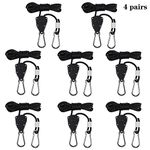 QINREN 4 Pairs Heavy Duty Ratchet Ropes, 1/8" Rope Ratchet Hanger Adjustable Grow Lights Ratchet Hangers Grow Light Rope Hangers for Grow Room Equipment 150 Lb Capacity