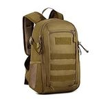 HUNTVP 12L Daypack Schoolbag Molle Backpack Small Waterproof Student School Rucksack Daysack for Hinking Running Working (Brown)