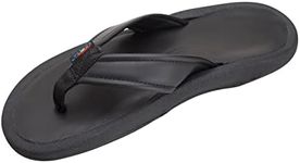 Rainbow Sandals Men's Navigator Premier Leather Orthopedic Foot Bed w/Tapered Strap, Black, 8