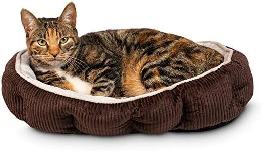 Pet Craft Supply Cat Bed for Indoor Cats - Kitten Bed - Machine Washable - Ultra Soft - Self Warming - Refillable Catnip Pouch, 5 Inch, Brown