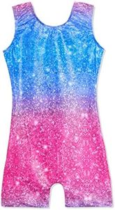 Domusgo Gymnastics Leotards for Girls Size 6-7 Years Shiny Pink Blue Star