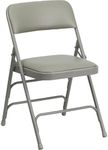 Flash Furniture HERCULES Series Curved Triple Braced & Double Hinged Gray Vinyl Metal Folding Chair