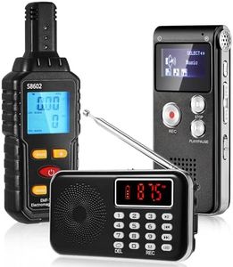 Relaxweex 3 Pcs Ghost Hunting Equipment Kit Includes 1 Pcs 8GB Audio Recorder 1 Pcs Emf Detector Emf Meter Magnetic Field Detector 1 Pcs Fm Radio EVP Recorder for Paranormal Research (Emf Meter1)