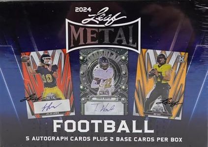 2024 Leaf Metal Football HOBBY box (7 cards incl. FIVE Autograph cards per box)