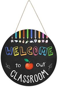 Welcome to Our Classroom Door Sign- 11.8''dia Wooden Welcome Back To School Personalized Round Teacher Door Signs for Classroom Decorations