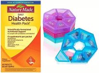 Nature Made Diabetes Health Pack, Pack of 1, 60 packets each pack, bundle with Textila Pill Organizer