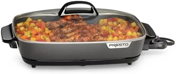 Presto 06858 16-Inch Slimline Electric Skillet with Glass Cover - Nonstick, Adjustable Temperature, Black