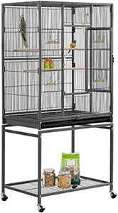 Yaheetech 54-inch Wrought Iron Standing Large Parrot Parakeet Flight Bird Cage for Small Parrot Sun Parakeet Green Cheek Conure Lovebird Budgie Finch Canary Bird Cage with Stand