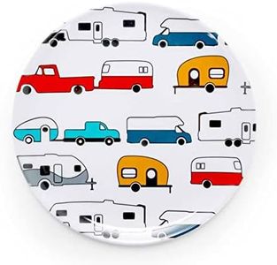 Camco Life is Better at The Campsite Small Salad Plate - White with Multicolor Retro RV, Trailer and Camper Print , Great for Salads and Deserts, BPA Free, Melamine (53223),Large Plate