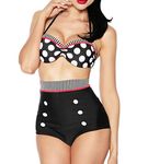 Y&L Women Vintage Push Up Bikinis Retro Rockabilly High Waist Bikini Sets Summer Beach Swimsuit X-Large Black