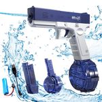 Electric Water Gun for Adults & Kids, Up to 32 FT Range,Automatic Water Pistol Toy with Rechargeable Battery， 500CC+60CC Large Capacity Automatic Electric Water Guns for Swimming Pool Beach
