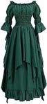 LTAKK Renaissance Dress Women Medieval Costume Victorian Dresses Peasant Gothic Fairy Witch Wedding Under Dress, Forest Green, Small-Medium