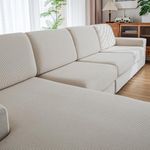 QIANMEW Couch Cushion Covers,Comfort Soft Magic Sofa Covers Washable Stretch Resistant for Chair Cushion Couch Furniture Protectors for Pets Sectional Slipcovers(Armrest Sofa Cover,Ivory)