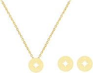 HUASAI Compass Stud Earrings Necklace Set, Friendship Compass Necklace for Women, I’d Be Lost Without You Friendship Necklace, Compass Jewelry