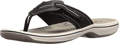 Clarks Women's Brinkley Jazz Flip Flops, Black Synthetic, 7 M US