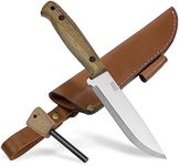 BPS Knives Adventurer - Bushcraft Knife - Fixed-Blade Carbon Steel Knife with Leather Sheath and Firestarter - Outdoor Full-Tang Knife - Camping Knives - Survival Tactical Knife for Camp - Utility Knife