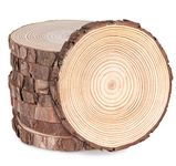 ilauke Natural Wood Slices 8 Pcs 16-17cm Circle Wooden Discs Unfinished Log Wooden Rounds for Arts Crafts Wall Decor Wedding Christmas DIY Projects