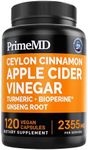 5-in-1 Ceylon Cinnamon Capsules 2355mg - Ceylon Cinnamon and Apple Cider Vinegar Capsules - Turmeric and Panax Ginseng Capsules - Cinnamon Supplements with Bioperine, 120 ct