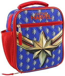 Captain Marvel Girls Boys Soft Insulated School Lunch Box (One Size, Blue/Red)