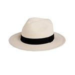 Pineapple&Star Sun Straw Fedora Beach Hat Fine Braid UPF50+ for Unisex, Off White, Small