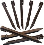 30 PCS Brown Garden Landscape Edging Stakes, 10 Inch Landscaping Anchoring Spikes Heavy Duty Plastic Garden Netting Ground Stakes Brown for Edging & Terrace Board