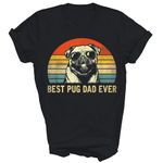 MIRABOZZI Vintage Best Pug Dad Pug Lover Father's Day Dog Mom Dad Dogs Lover Owner Unisex Shirt Gift Women Men T-Shirt (Black;L)