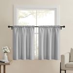 Home Queen Waffle Waterproof Tier Curtains for Bathroom Window, Short Room Darkening Rod Pocket Kitchen Curtains, 2 Panels, 91x 114 CM Each (36 W X 45 L Inch), Solid Grey