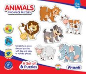 Frank Animals Puzzles - A Set of 6 Two-Piece Shaped Jigsaw Puzzle for Kids Above 3+ Years - Fun & Challenging Brain Booster Games - Educational Puzzles - 33808