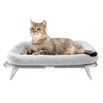 Sunhoo Cat Bed Elevated Hammock for Indoor Cats Raised Small Dog Bed Foldable Large Pet Cot Puppy Chair with Washable Cushion Outdoor Hamac Lit Pour Chat 25.2x15.75x7.48 in Easy Assembly