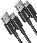 Anker USB C Charger Cable, 2-Pack 1 ft (0.3m) USB to USB C Cable, USB A to USB C Braided Phone Charger Cable for iPhone 17/16/15, iPad Pro, Samsung Galaxy, MacBook Pro,and More