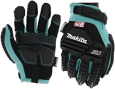 Makita Unisex Impact-rated T 04282 Advanced ANSI 2 Impact Rated Demolition Gloves Large, Teal/Black, Large US