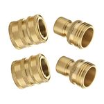 M MINGLE Garden Hose Quick Connect Kit, Brass Quick Connector Set, Male Female, 3/4 Inch, 2-Pack