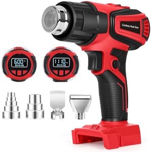 Cordless Heat Gun Compatible with Milwaukee M18 Battery, Fast Heating Variable Temp (122°F~1112°F) Hot Gun LCD Display and 4 Nozzle for Shrink Tubing, Resin, DIY(No Battery, Not Made by Milwaukee)