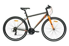 Montra Mach City 2.0 Hybrid Cycle with Shimano Gears for Adults | 21 Speed | Ideal for 15+ Years | Timba Grey with Neon Orange | Lightweight Hybrid Bicycle with Stylish Design & Performance