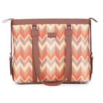 ZOUK Orange Wave Printed Handmade Vegan Leather Women's Office Bag for 15.6 inch Laptop with double handles - Tidalwave