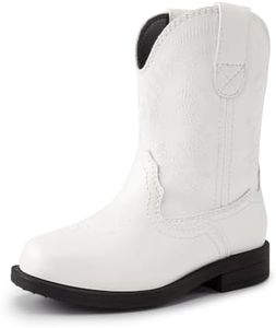 DREAM PAIRS Toddler Little Boys Girls Cowboy Boots Kids Western Square Toe Riding Mid Calf Boots Sdbo2307K White Size 13 Little Kid