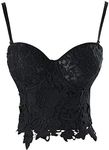 Charmian Women's Punk Goth Floral Lace Bustier Corset Party Bralet Crop Top Black XXX-Large