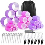 JOISHOP 50pcs Hair Rollers with Clips, Jumbo Large Medium Small Velcro Rollers for Hair Volume Big Hair Curlers Rollers for Long Medium Short Hair DIY Hairdressing (Purple, Rose red)