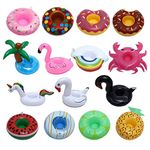 Inflatable Drink Holder, 15 Pack Drink Floats Inflatable Cup Holders Flamingo Coasters for Swimming Pool Party (15pcs)