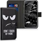 kwmobile Wallet Case Compatible with Samsung Galaxy Xcover 4 / 4S Case for Phone - Don't Touch My Phone White/Black