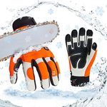 Vgo... 1Pair Chainsaw Winter Gloves,12-Layer Chainsaw Protection on Both Hands Back,Safety Cow leather Work Gloves,Mechanic Gloves(Size L,Orange,CA9760FLWP)